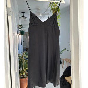 The Great Eros Black Silk Slip Dress